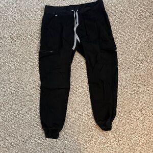 Figs Black Jogger Pants with Gray Drawstring